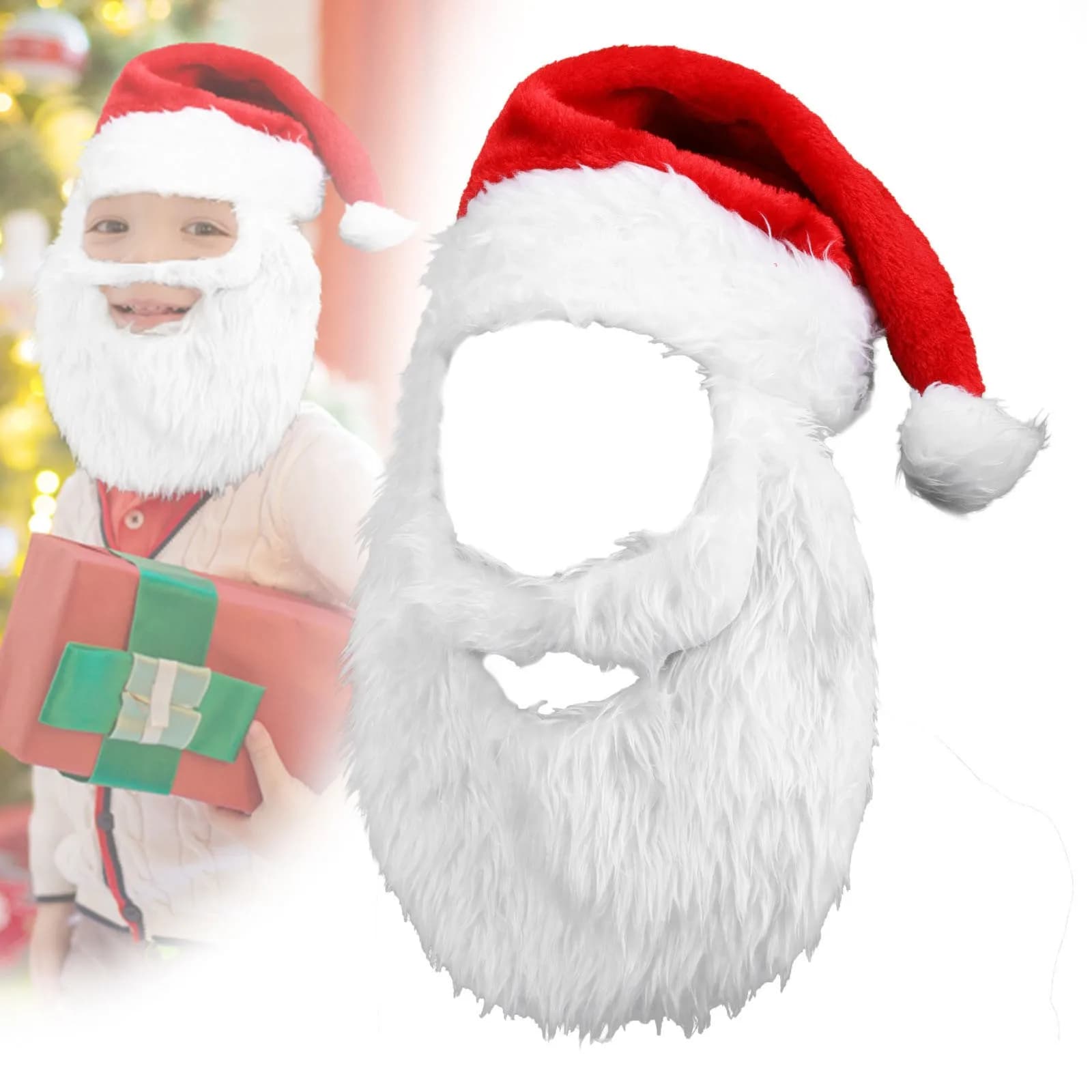Nuovi adulti palla peluche cappello di Natale per unisex divertente barba di Babbo Natale Pom Pom berretto rosso banchetto festa decorazione natalizia regalo berretto