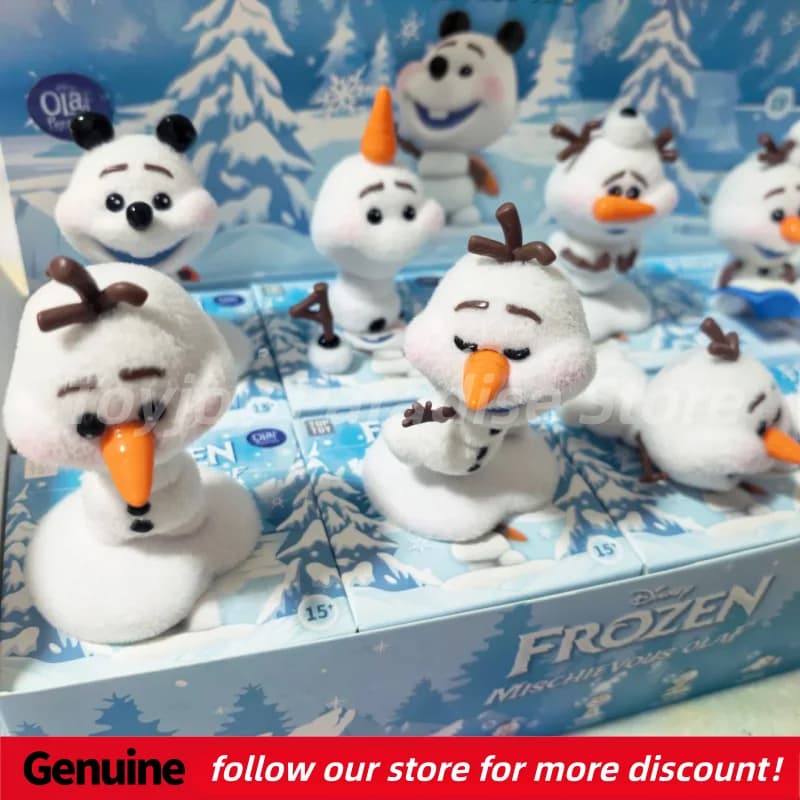 New Genuine Frozen Mischievous Olaf Series Blind Box Cute Flocking Figures Cartoon Toys Desktop Decoration Collections As Gifts