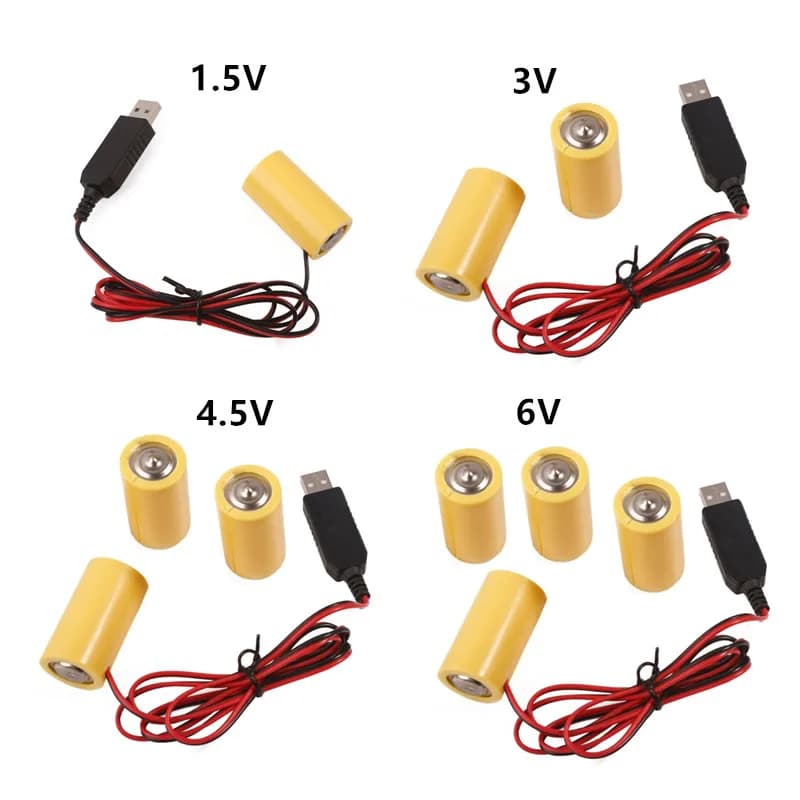 LR14 C Battery Eliminator USB Power Cable Replaces 1 to 4 pieces 1.5V Battery C for the radio toy clock led strip light