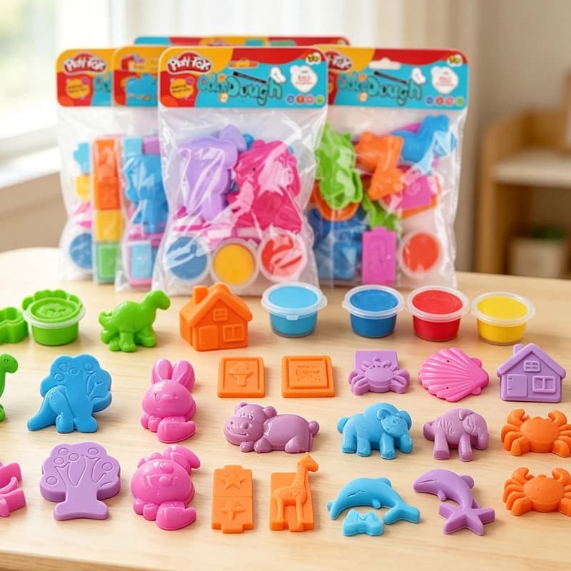 Kids Play Dough Tools Cartoon Color Clay Molds Safe Cutters Rolling Pins Accessories Set Children Craft Clay Toy Christmas Gift