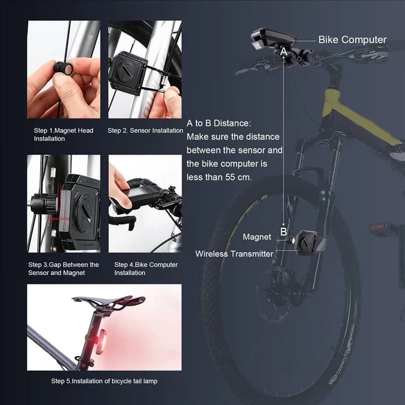 Faro per bici con display LCD tachimetro e clacson Computer da bicicletta ricaricabile tramite USB Luce per bici nera per ciclismo all'aperto C-B6