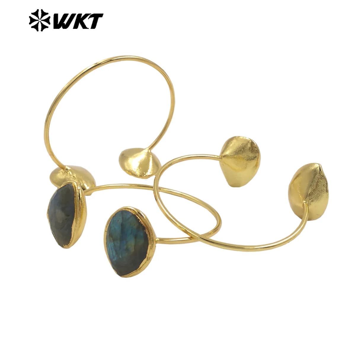 WT-B682 Nuovo prodotto Esplosione attraente braccialetto labradorite naturale a forma di goccia d'acqua placcato oro 18 carati per ragazza come regalo speciale