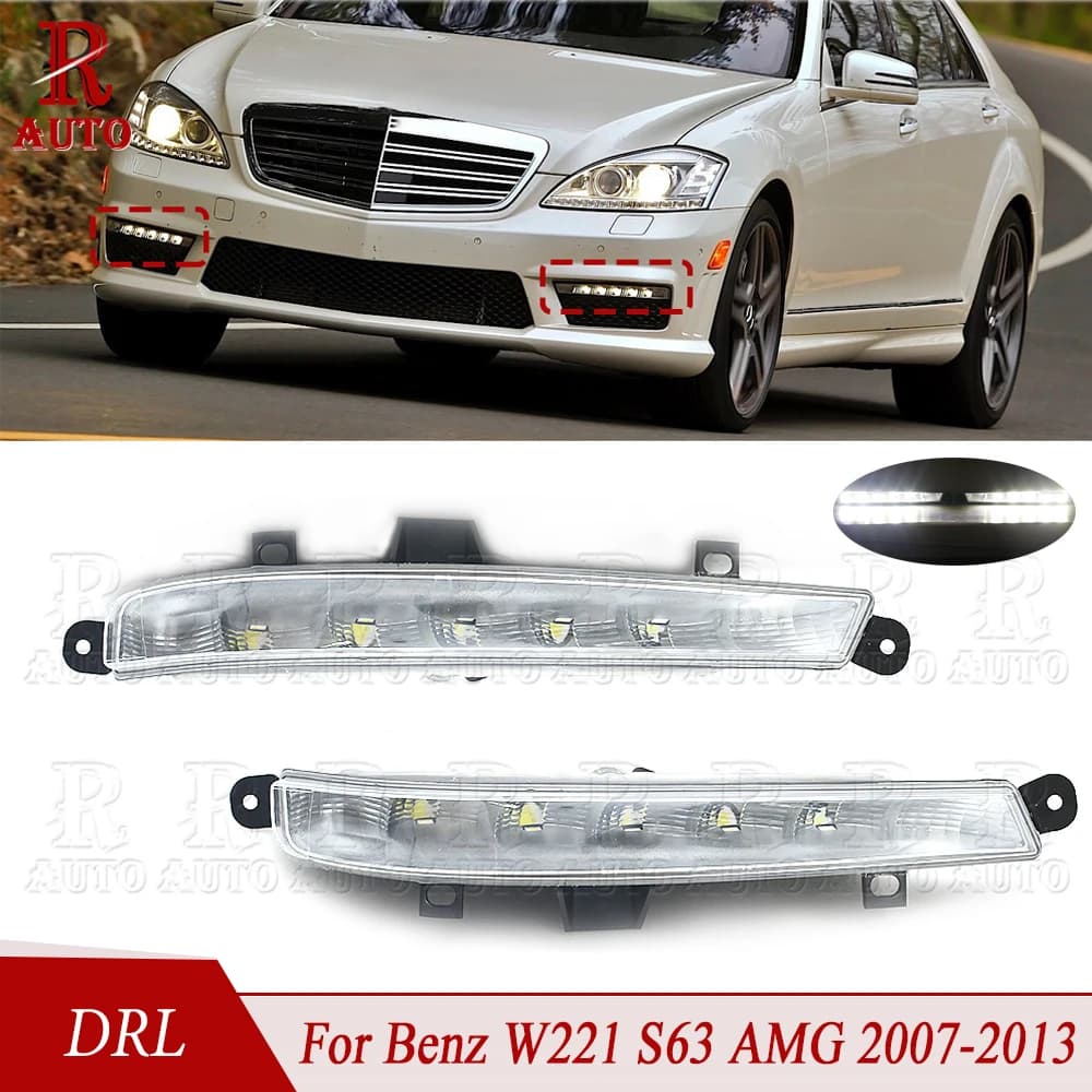 R-AUTO LED DRL luce di marcia diurna luce diurna fendinebbia per Benz W221 S63 AMG 2007 2008 2009-2013 2218201356 221 820 14 56