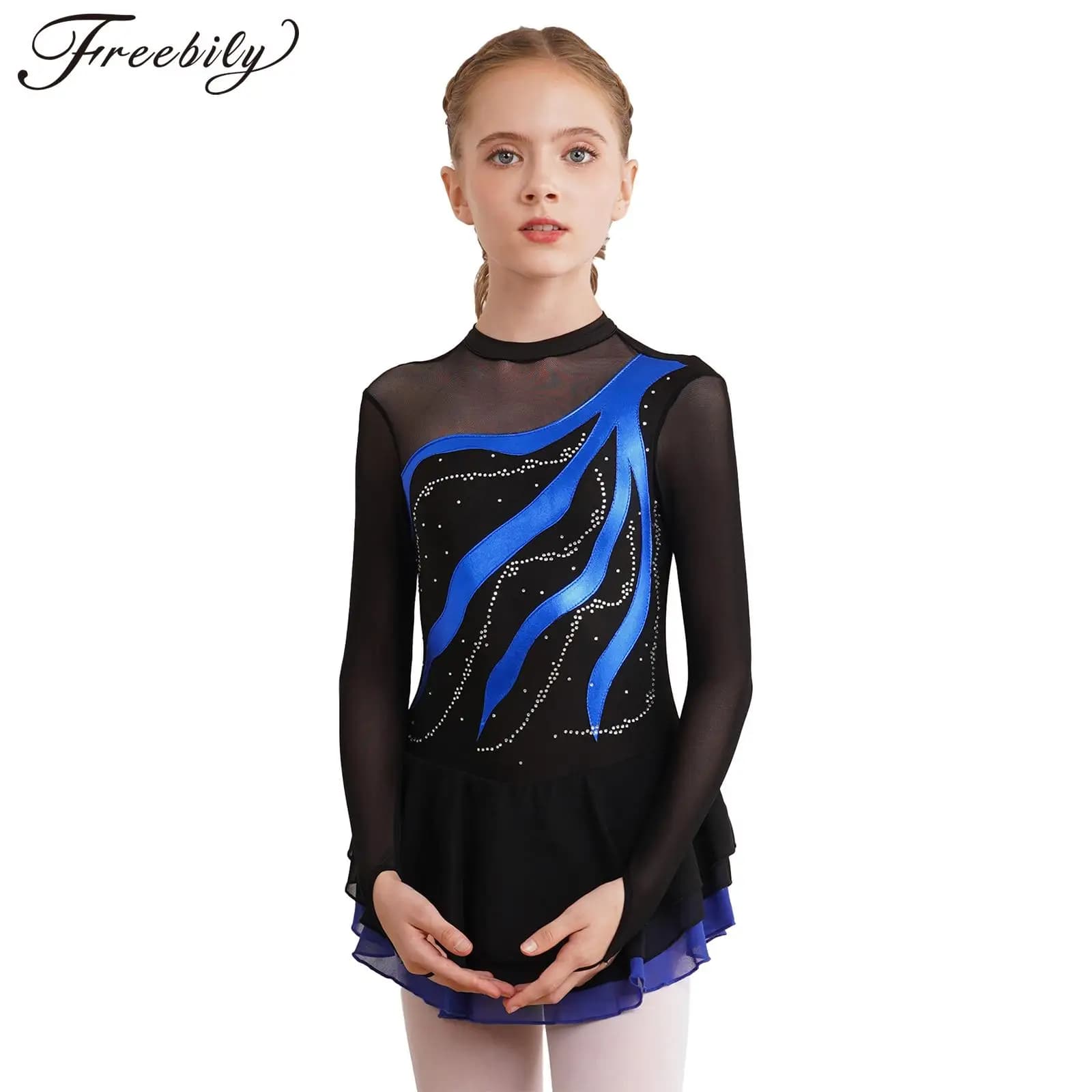 Abito da pattinaggio artistico per bambina, costumi da ballerina, lirico, moderno, contemporaneo, vestito da ballo latino per balletto e pattinaggio su ghiaccio
