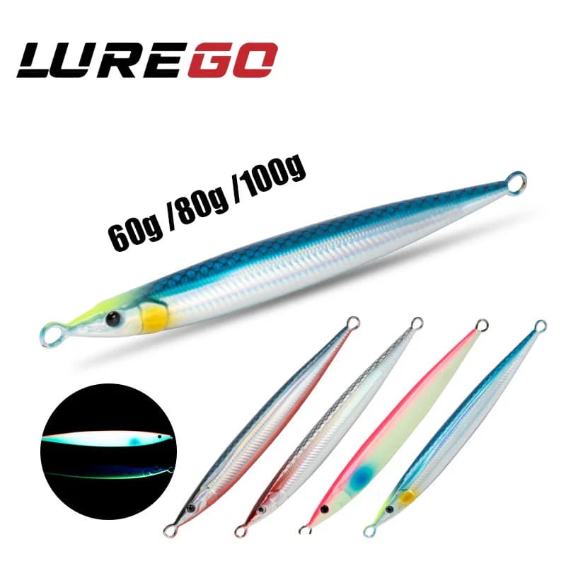 1PC 60g 80g100g Jig Lure 3D UV Luminous Pencil Fishing Lure Trolling Sinking Saltwater For Sea bass Tuna