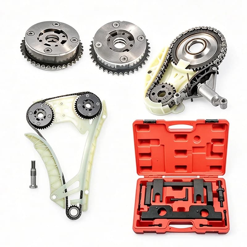 #￥for11317592850 11317592877 Dual Timing Chain Oil Pump Chain Kit with Timing Lock Tool Fit N20 N26 2.0L Turbo Engine Auto Parts