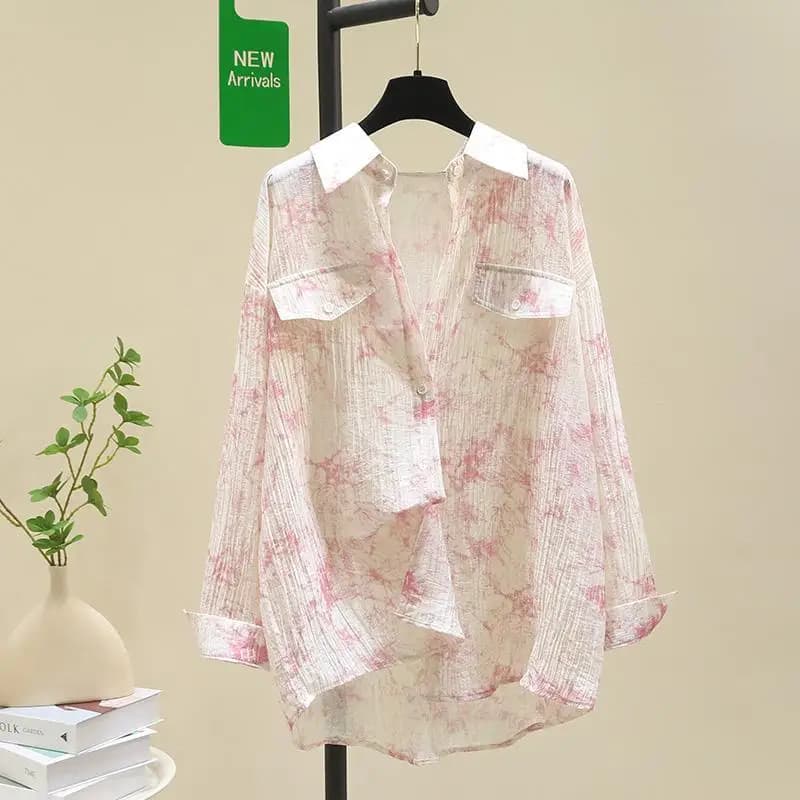Spring and autumn New Tie Dye All Match Sun protection shirt Summer clothing for women sun protection Light cardigan coat Top