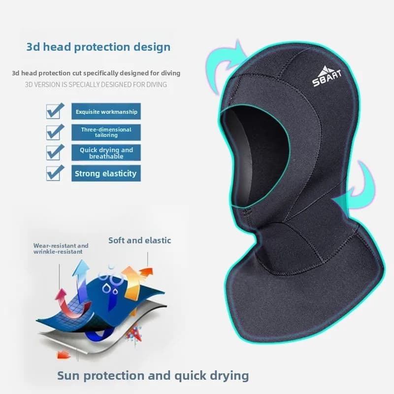 Maschera Subacquea Professionale Anti-Medusa 3mm, Guanti e Calzini Ispessiti, Cappuccio da Nuoto Caldo