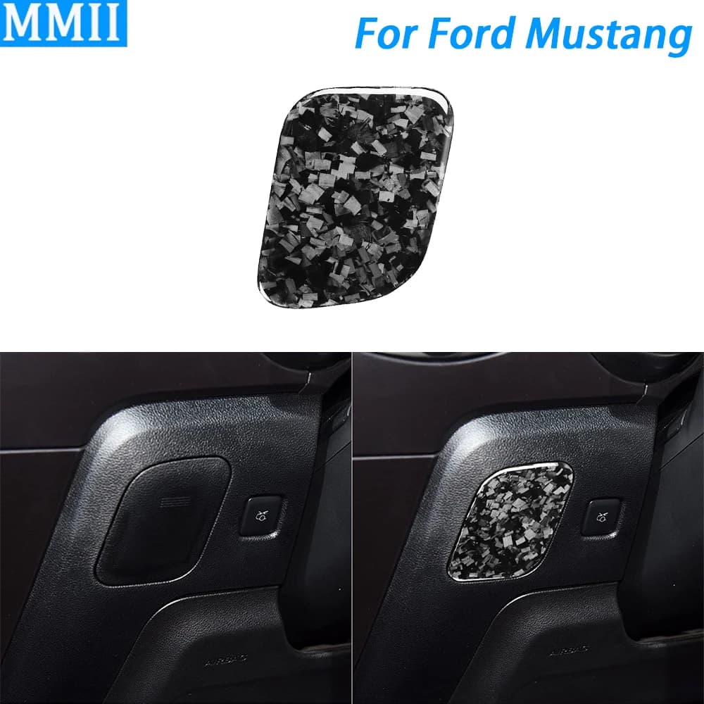 Per Ford Mustang 2015-2023 forgiato in fibra di carbonio Driver Storage Box pannello Trim Cover Car Interior Decoration accessori Sticker