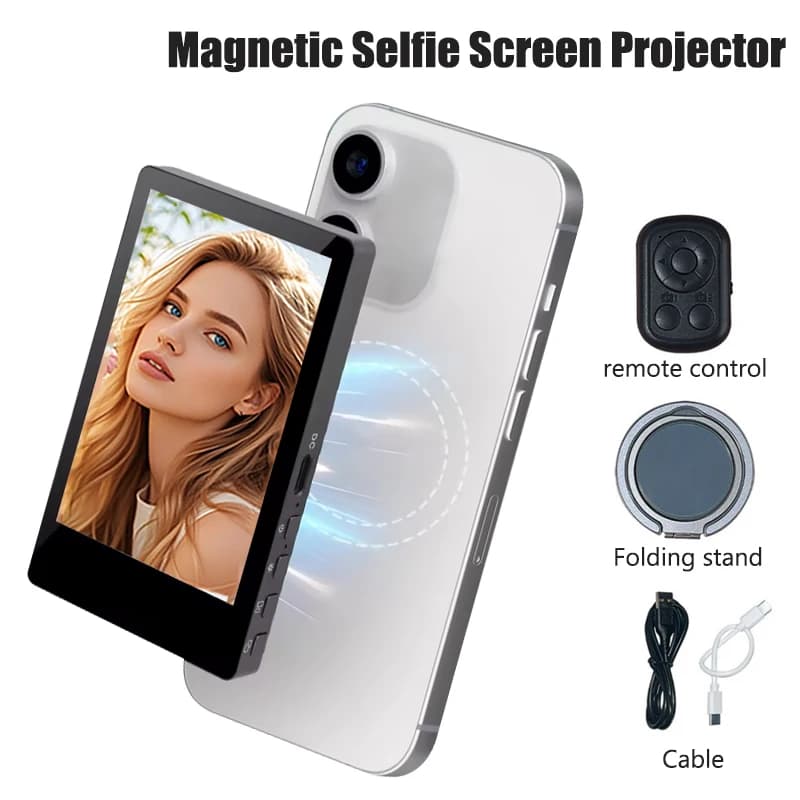 Proiettore magnetico per schermo per selfie per telefono cellulare per smartphone Fotocamera posteriore Selfie Vlog Live Stream per iPhone Android