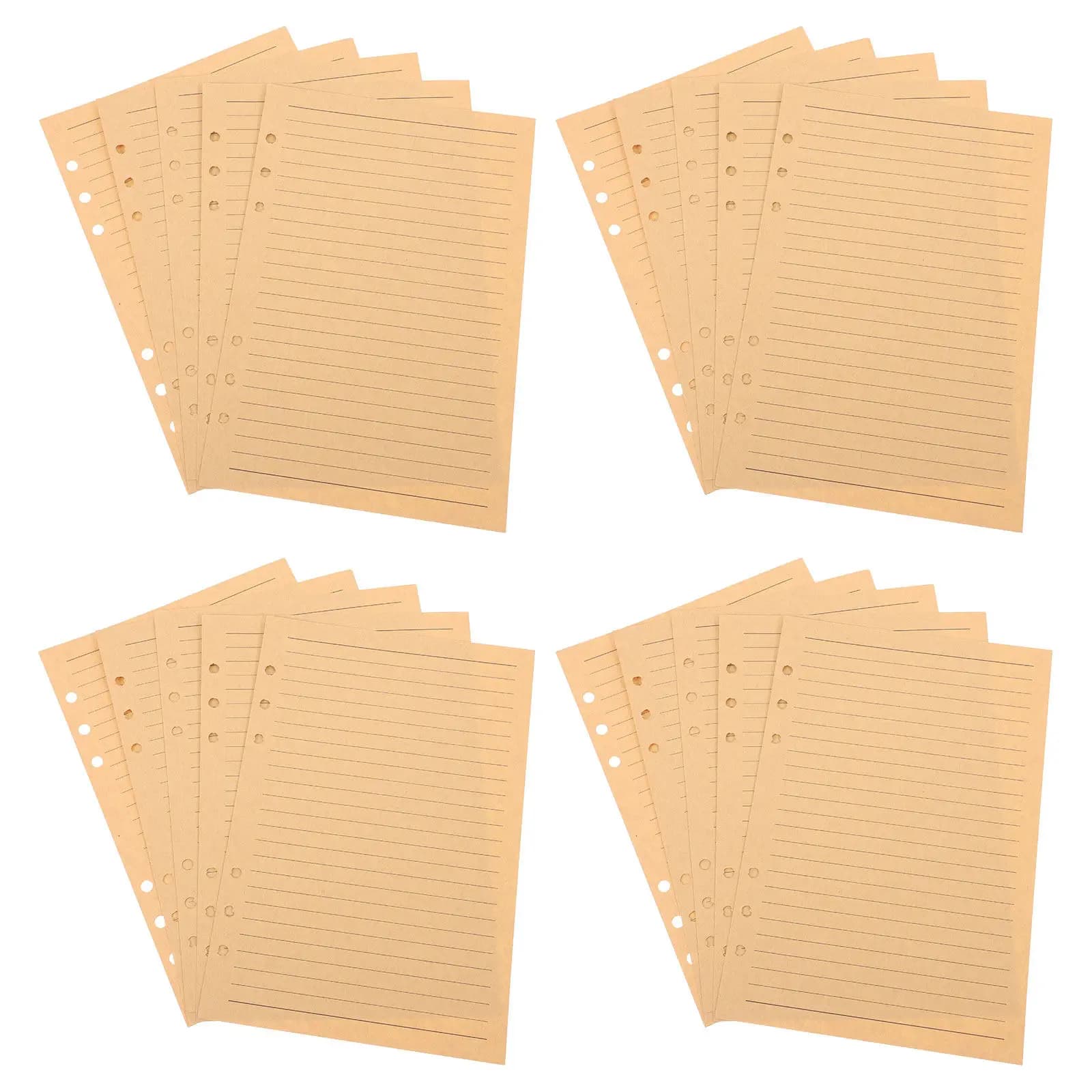 80 Fogli A5 in Carta Kraft Marrone, Ricarica per Quaderno a Righe, Inserti Ricaricabili per Agenda a Spirale, Inserti per Diario