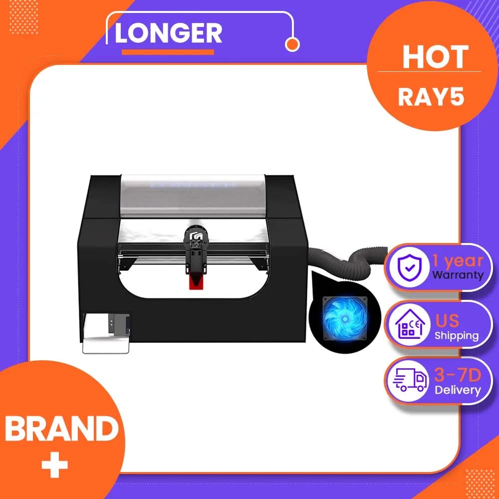 LONGER RAY5 Laser Engraver Enclosure, Fireproof Protective Cover with Ventilation Fan, Smoke Odor Reduction, Transparent Design, Foldable Storage, Large 700x700x300mm Workspace for Laser Engraving Machines