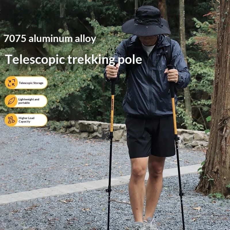 Bastoncini da Trekking Telescopici in Lega di Alluminio con Blocco Esterno, Leggeri, in Carbonio e Alluminio, Antiscivolo