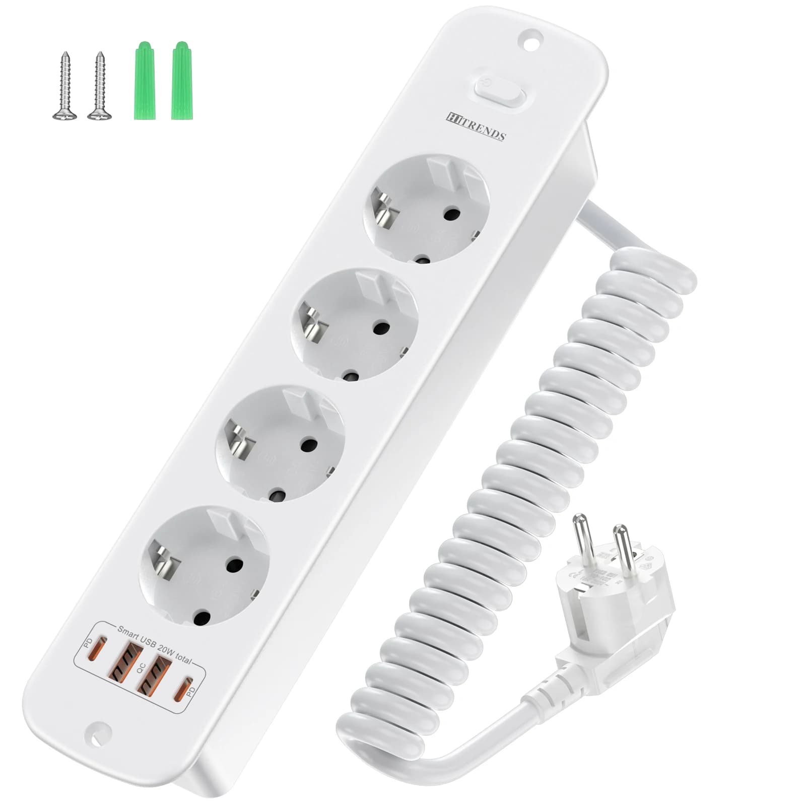 4AC+4USB (including 2Type C) and 2 meter extension cable with safety port