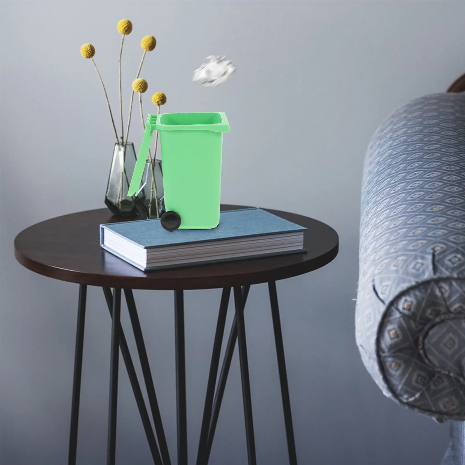 Small Bin with Lid Office Garbage Cans for under Desk Smart Trash Waste Mini Recycling