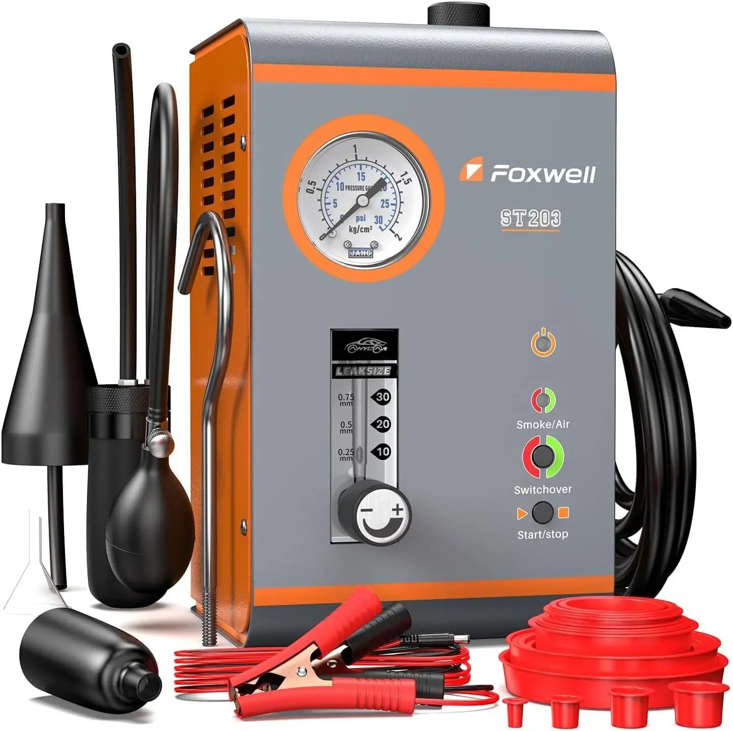 FOXWELL ST203 Rilevatore di Fumo per Auto, Macchina Diagnostica per Emissioni EVAP con Pompa d'Aria Integrata, Pressione