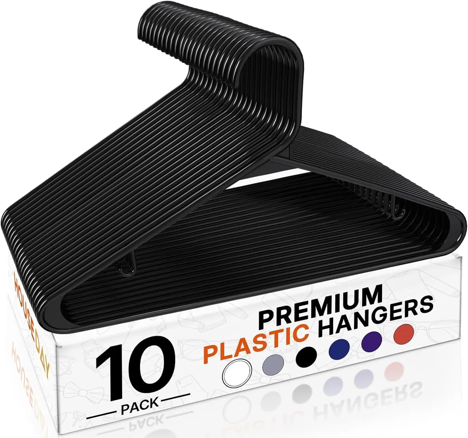 10Pack Black Plastic Clothes Hangers Built In Strap Hooks Smooth Edges Heavy Duty Hold Up To 7 Lbs Space Saving Garment Storage For Dorm Apartment Household Outfits