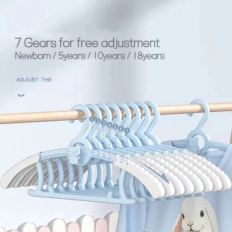10PCS Baby Clothes Hangers Extendable Anti Slip Children's Clothing Hanger Adjustable Drying Rack For Kids Wardrobe Storage
