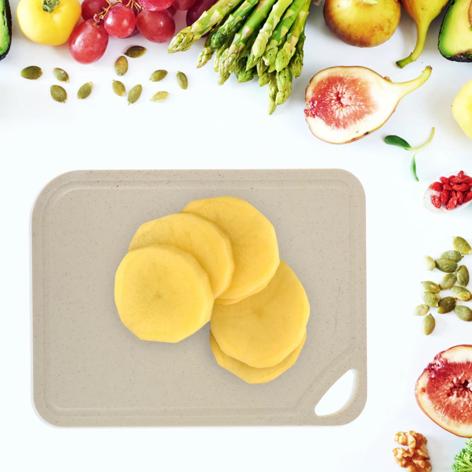 1Pcs Premium Rice Husk Fiber PP Chopping Board Heavy Duty Warping Resistant Cutting Board for Home Kitchen Fruit Vegetable Meat