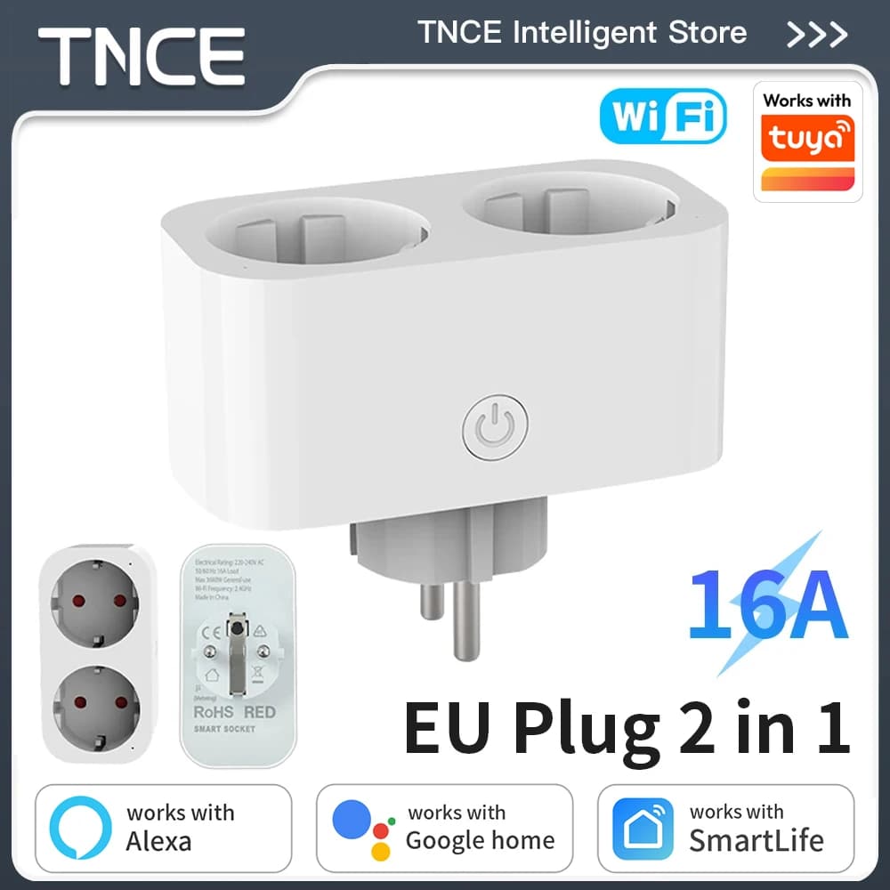 TNCE Tuya Spina UE WiFi o presa intelligente Zigbee3.0 16/20A, funzione timer monitor di alimentazione Controllo vocale con Alexa Google Home