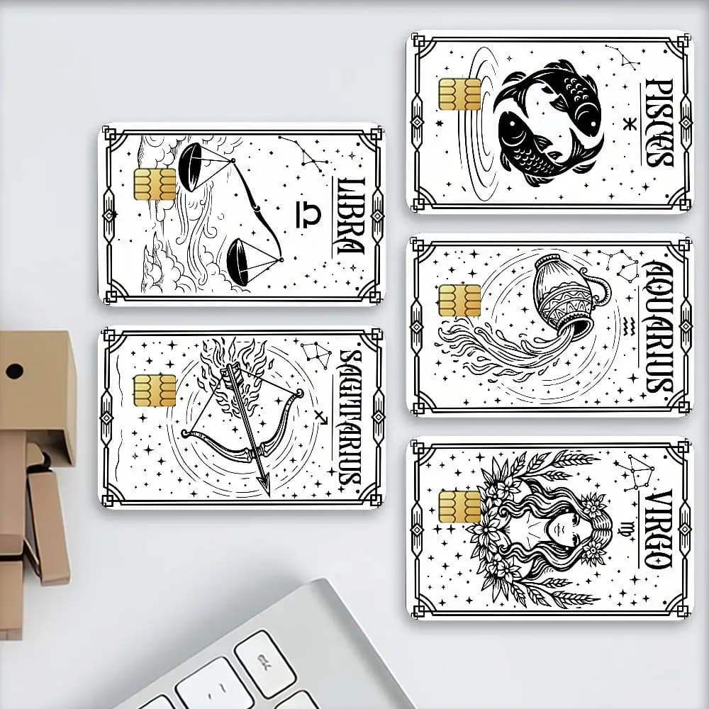 Adesivi decorativi per carte di credito con segni zodiacali, adatti per carte bancarie, trasporto in metropolitana, antigraffio, regalo, 4 pezzi