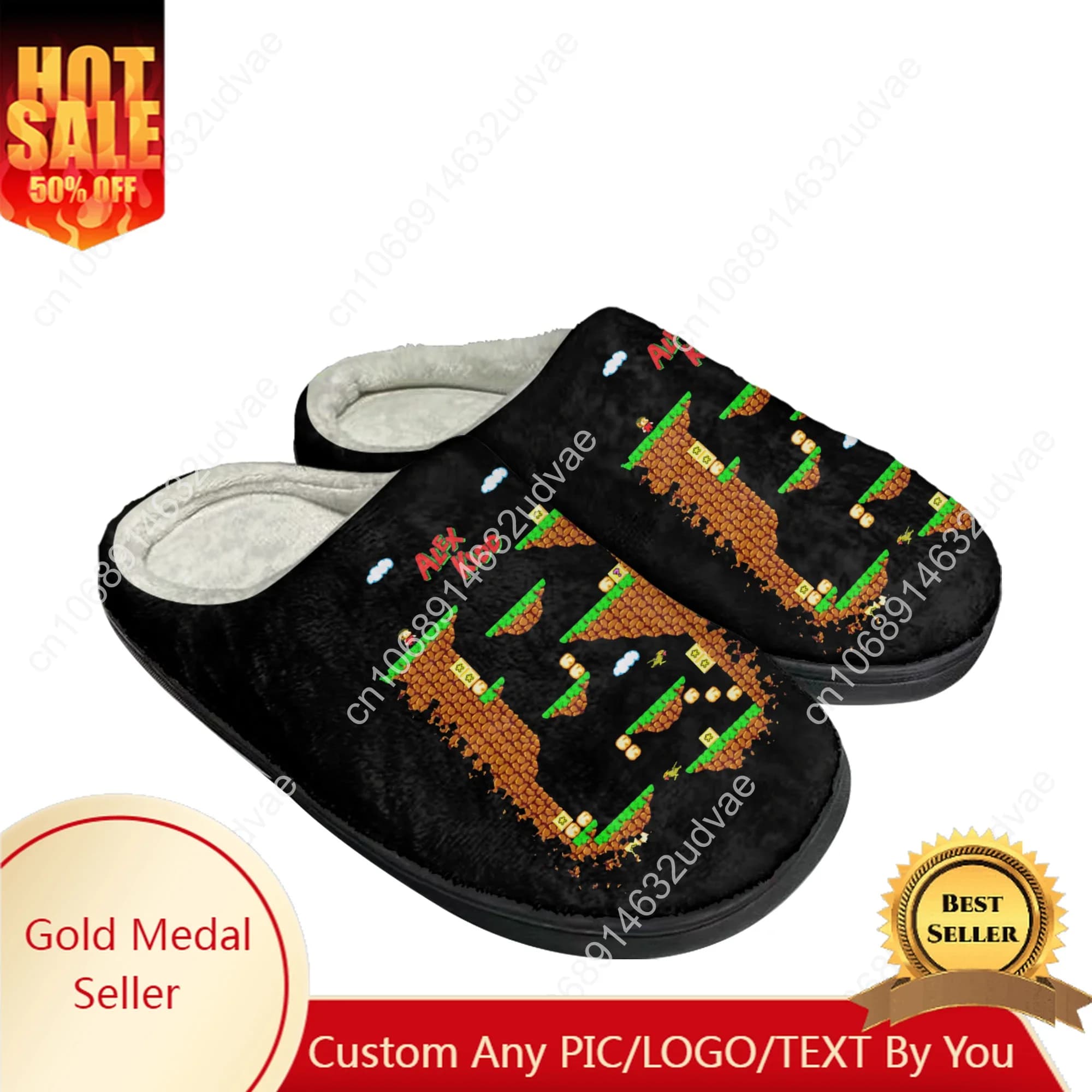 Alex Kidd Cotton Slippers Men Women Plush Bedroom Casual Keep Warm Home Bedroom Shoes Thermal Indoor Slipper Customized Shoe
