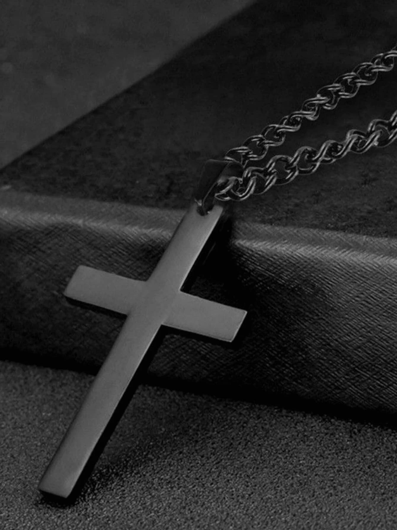 1pc Stainless Steel Twist Cross Necklace, Suitable For Men's Daily Wear, Water Resistant, Unique Design, Valentine's Day Gift, P