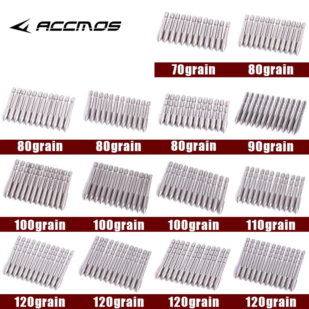 12 pz/24 pz/ID4.2 mm fai da te 70 80 90 100 110 120 grano in acciaio inox punta a proiettile punta freccia testa tiro con l'arco accessorio arco Hunter