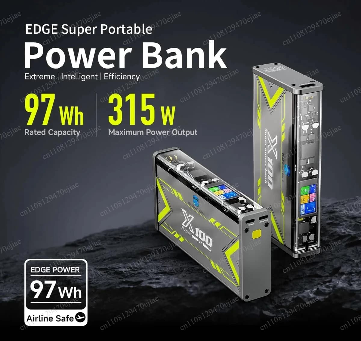 Camolech X100 Power Bank da 315W | Caricabatterie Rapido PD3.1 da 30000mAh con Schermo IPS | Doppie porte USB-C e XT30