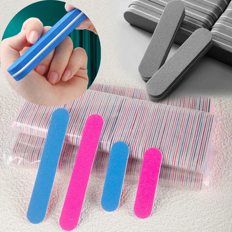 Set di Lime per Unghie a Doppia Faccia, Mini Blocchi Abrasivi in Legno per Gel, Set di Blocchi Spugna Lucidanti, Strumenti per Manicure per Donne
