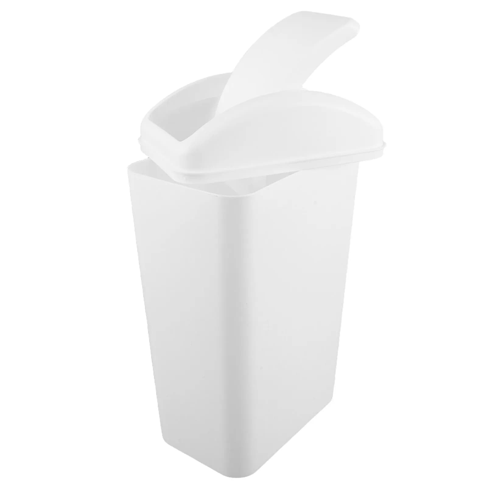 Cestino per Rifiuti Sottile in Plastica con Coperchio a Battente, Contenitore Salvaspazio, Bidone Stretto per Cucina, Bagno, Camera da Letto, Compostiera da Interni