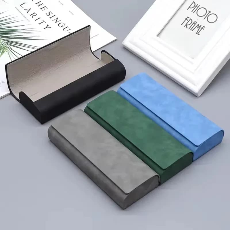 1pc Simple Leather Eyewear Case Optical Retro Myopia Glasses Sunglasses Storage Box Fashion for Men and Women