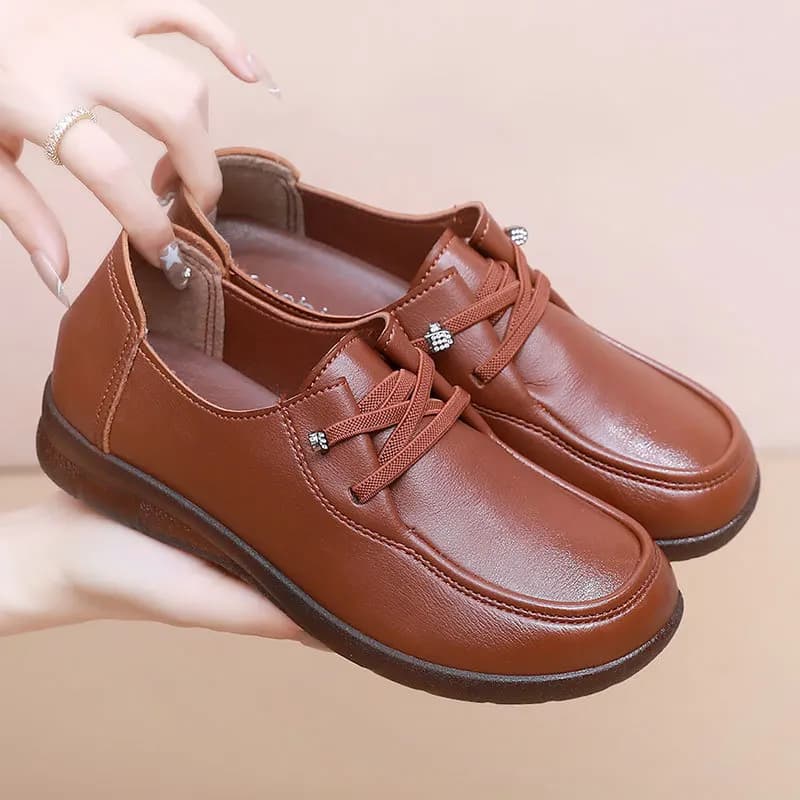 Womens Concise Moccasins Woman Autumn Lazy Oxford Shoes Ladies Loafer Slip On Bead Driving Flats Leather Ballet Flats