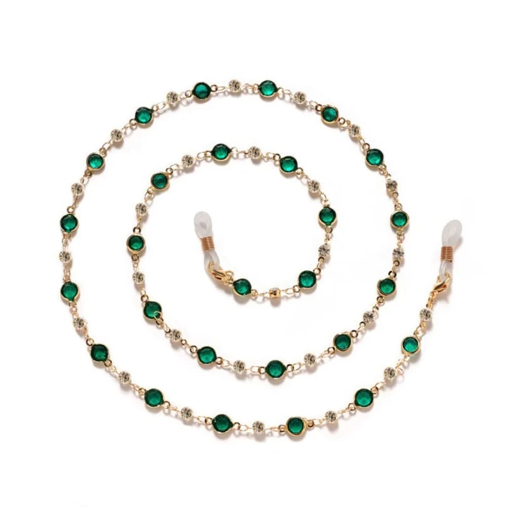 Catena per Occhiali in Zircone Colorato con Perline di Cristallo e Strass, Cordino Anti-Smarrimento per Occhiali da Sole e da Lettura