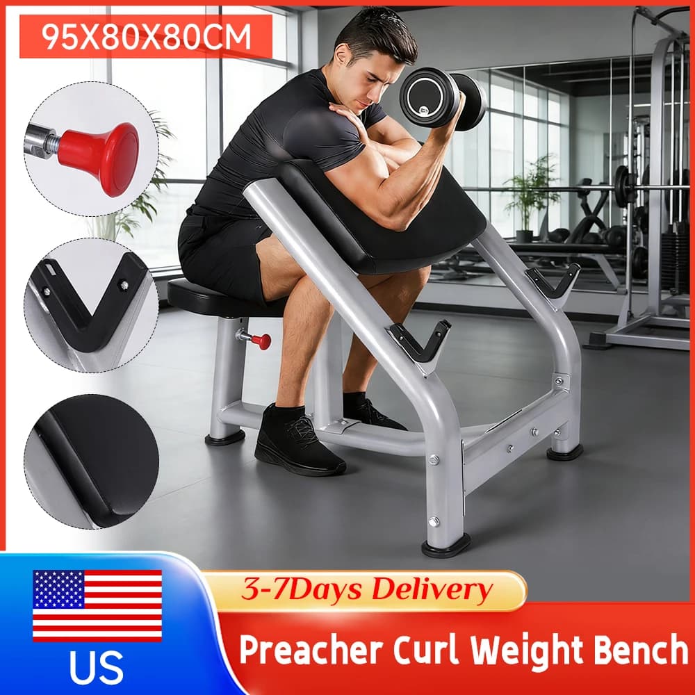 Panca Regolabile per Preacher Curl, Stazione per Bicipiti, Rack per Bilancieri e Manubri, Accessori per Allenamento di Forza a Casa