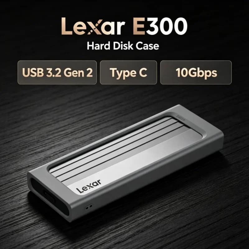 Lexar E300 M.2 SSD Enclosure USB 3.2 Gen 2 Type C NVMe SSD Housing for 2230/2242/2260/2280 Mobile Hard Disk Case