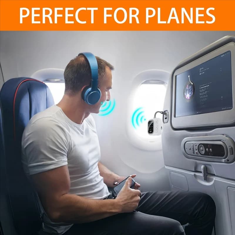 Adattatore audio B50B-Bluetooth 5.3, ricevitore trasmettitore audio wireless 2 in 1 AUX RX/TX per viaggi aerei in aereo a casa in auto