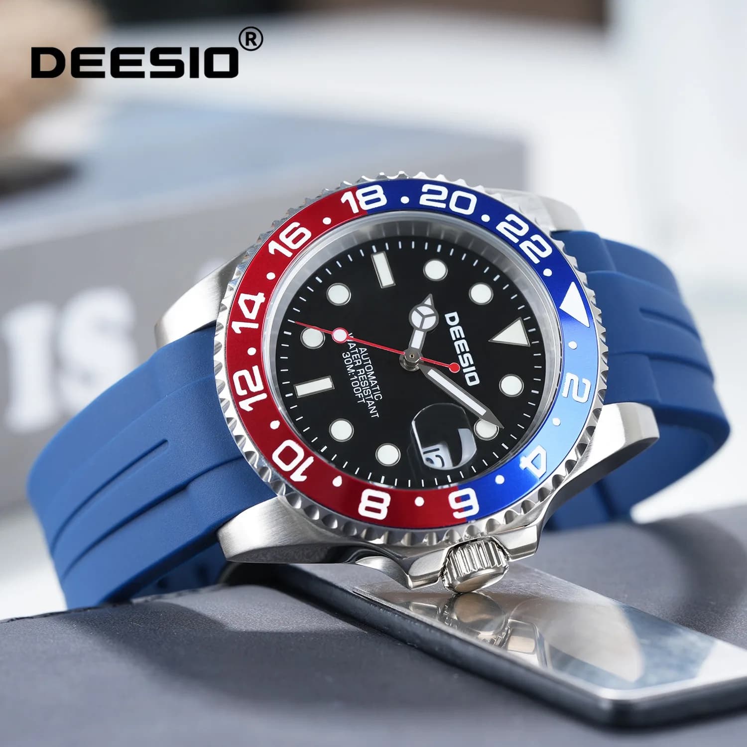 Deesio Orologio meccanico automatico di lusso da uomo Orologio da uomo d'affari in acciaio inossidabile con data regalo da uomo impermeabile luminoso