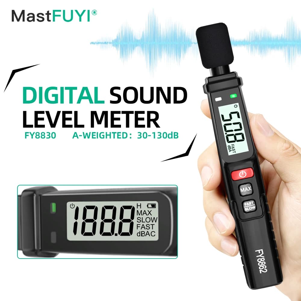 MASTFUYI Digital Noise Meter Sound Level Meter Portable DB Meter A- Weighted 30 ~ 130dB measuring instrument Audio Monitor Decibel