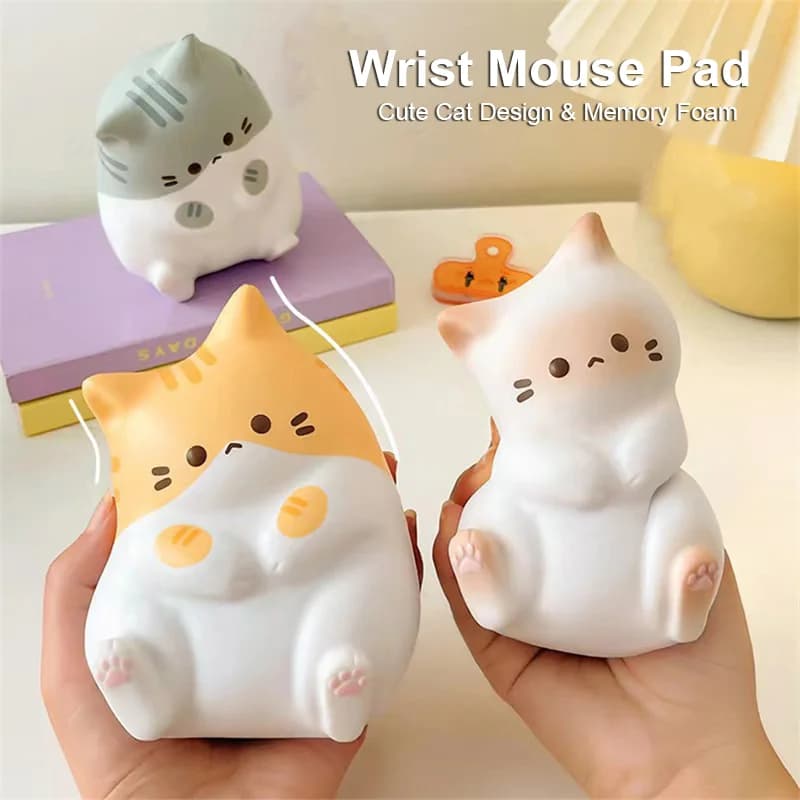 2025 Nuovo simpatico gatto ergonomico polso pad morbido memory foam resto supporto scrivania decorazione cuscino per le mani giocattoli di decompressione antistress
