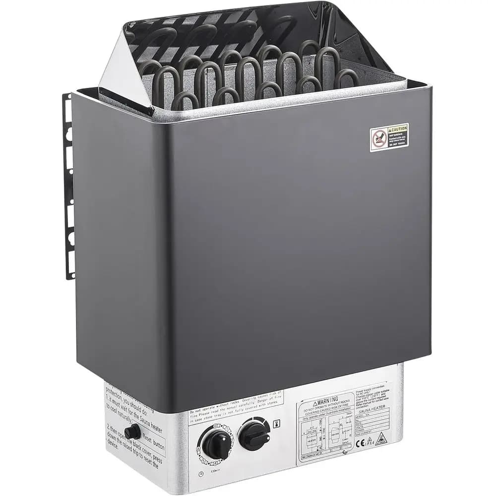 Riscaldatore elettrico per sauna da 9 kW con controlli integrati, temperatura regolabile, timer da 3 ore per spazi di 317-459 piedi cubi, ideale per