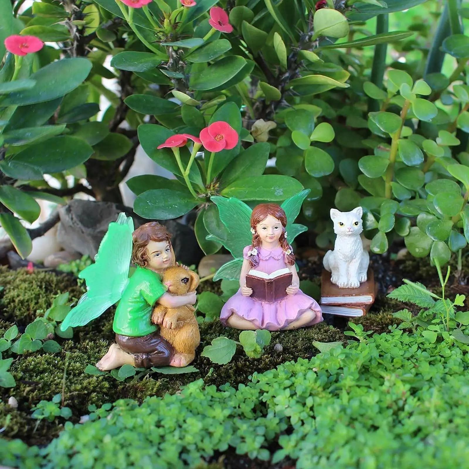 4 Pieces Fairy Garden Fairies Decorative Angel Statues Craft Decor Courtyard Bonsai Plant Pots Miniature Landscape Ornament