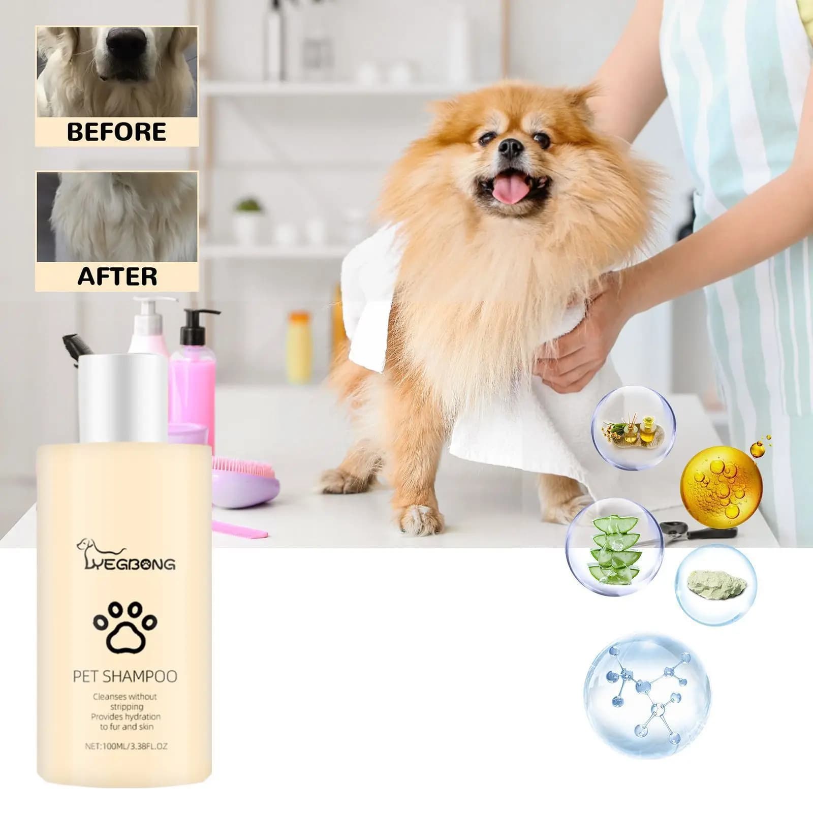 Shampoo per Cani e Gatti - Formula Delicata Detergente e Anti-Nodo per Pelo Morbido e Setoso | Shampoo Ipoallergenico Senza Solfati