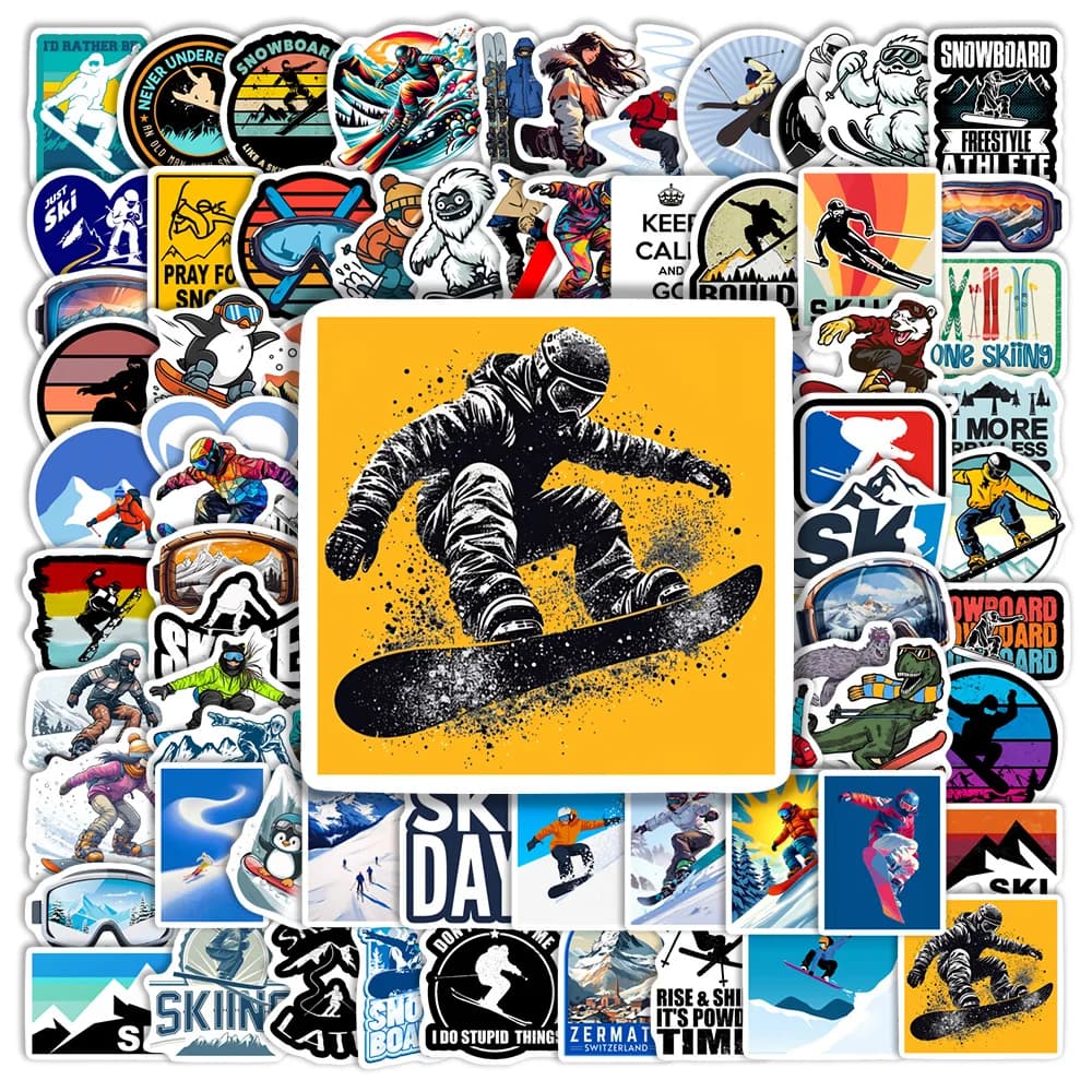 DIY Cool Winter Ski Stickers Waterproof Vinyl Outdoor Sport Decorative Decal for Junk Journals Scrapbook Phone Luggage Gift Toys