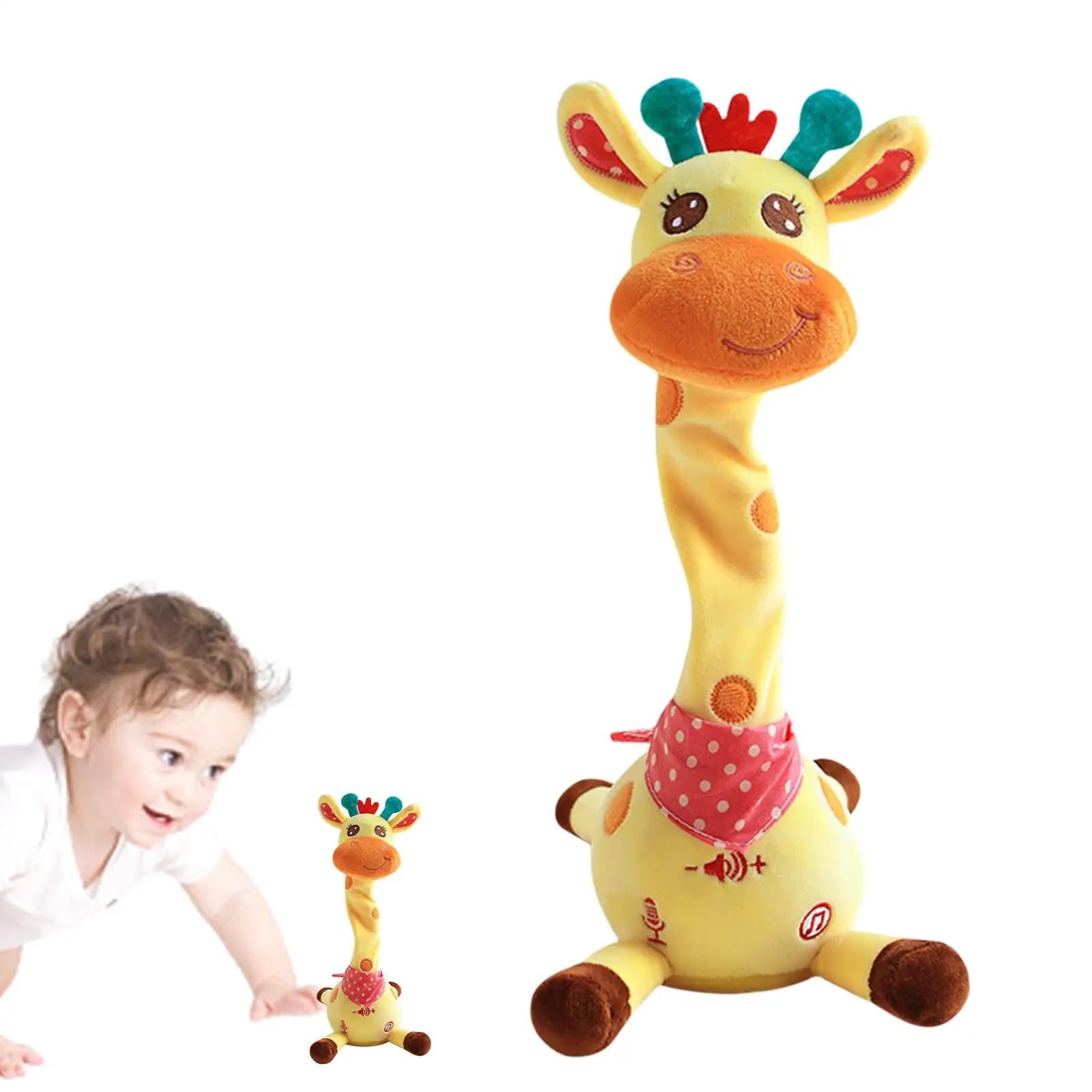 Peluche giraffa parlante danzante, bambola educativa musicale ricaricabile con luci, regalo interattivo per bambini per feste in viaggio