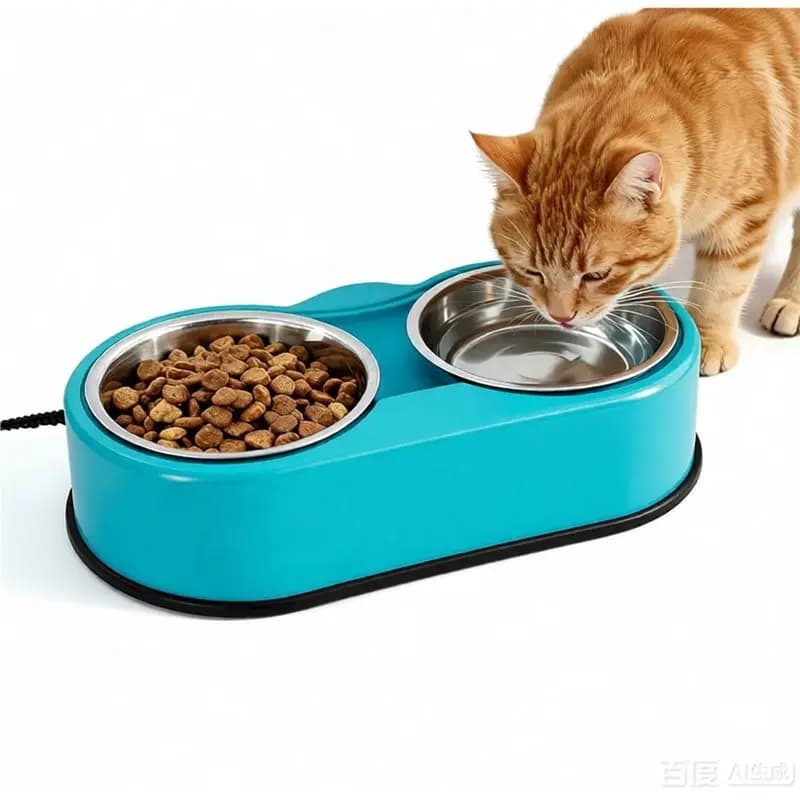 【EFFICIENT】 Ciotole riscaldate per cibo e acqua per gatti per animali domestici all'aperto, ciotola per gatti riscaldata in acciaio inossidabile da 2 24 OZ ciascuno, per esterni di uccelli per cani e gatti