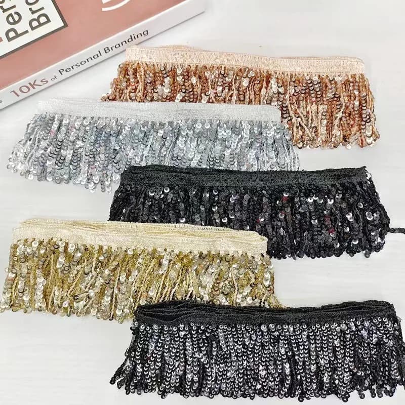 10Y/Lotto W8cm Paillettes ricamate solubili in acqua, Pizzo nappa, Accessori per borse per scarpe foderate con barba, Costumi di scena latini Accessori