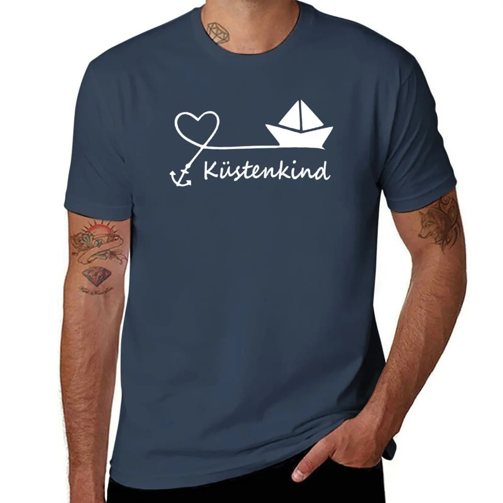 T-shirt Coastal Child Heart Anchor Boat, maglietta sportiva a maniche corte ad asciugatura rapida