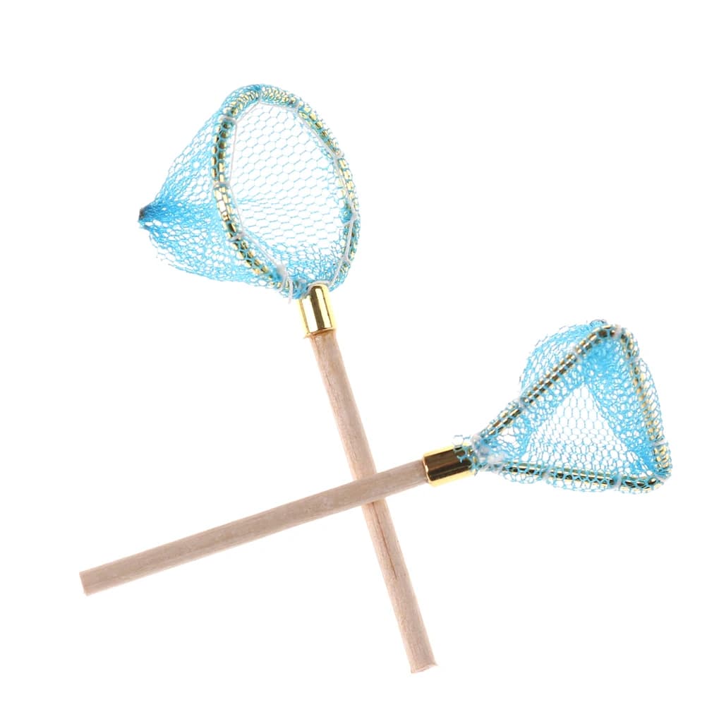 2 pz 1:12 casa delle bambole in miniatura in legno rete da pesca modello bambola scena di vita decorazione giocattolo sportivo all'aperto per bambini bambole regalo per bambini Acce