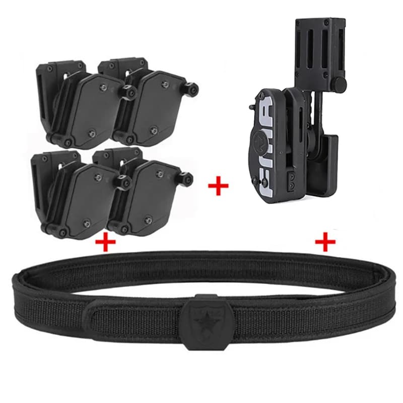 Caccia tattica Scirmish IPSC Set di cinture Fondina nera Set di custodie per caricatori di velocità Airsoft Gear Competizione Cintura da tiro Caccia